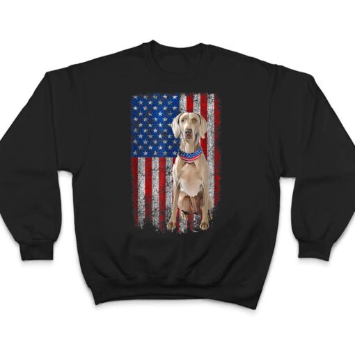 Vintage Patriotic Weimaraner American Flag Dog Lover T Shirt