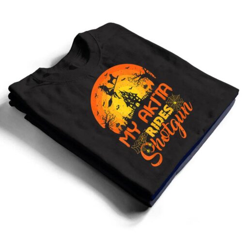 Vintage Sunset My Akita Dog Ride Shotgun Halloween T Shirt