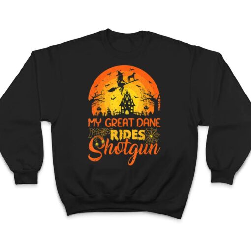 Vintage Sunset My Great Dane Dog Ride Shotgun Halloween T Shirt