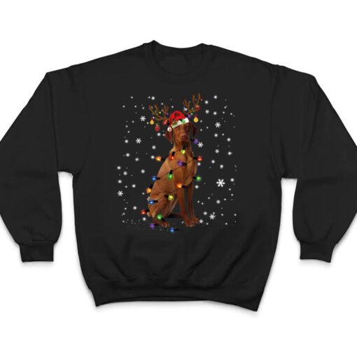 Vizsla Christmas Reindeer Santa Hat Pajama Dog Lover Funny T Shirt