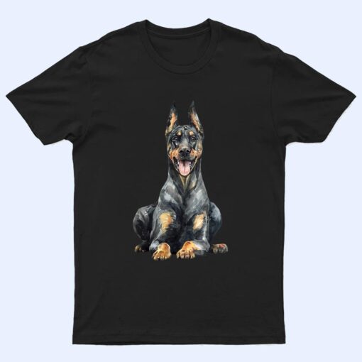 Watercolor Portrait Doberman Pinscher For Dog Owners Ver 2 T Shirt