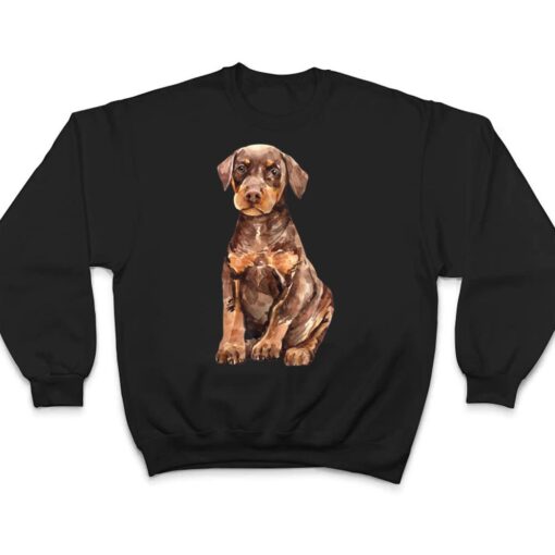 Watercolor Portrait Doberman Pinscher Puppy For Dog Owners Ver 1 T Shirt
