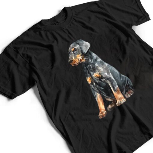 Watercolor Portrait Doberman Pinscher Puppy For Dog Owners Ver 2 T Shirt