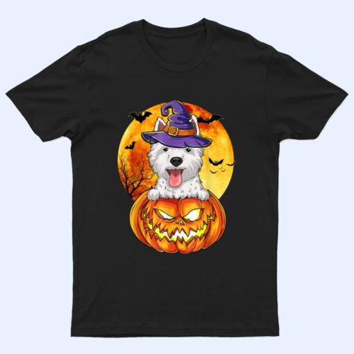 Westie Witch Pumpkin Halloween Dog Lover Funny T Shirt