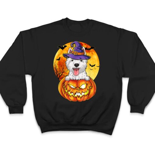 Westie Witch Pumpkin Halloween Dog Lover Funny T Shirt