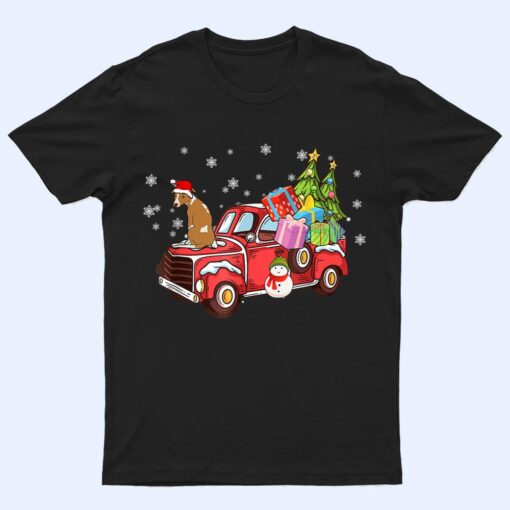 Whippet Riding Red Truck Merry Christmas Dog Lover Gifts T Shirt