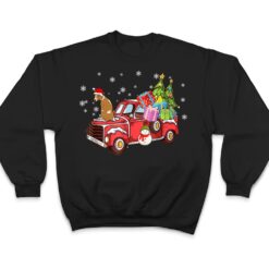 Whippet Riding Red Truck Merry Christmas Dog Lover Gifts T Shirt - Dream Art Europa