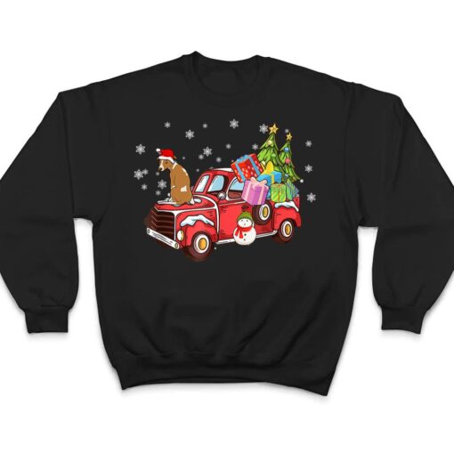 Whippet Riding Red Truck Merry Christmas Dog Lover Gifts T Shirt