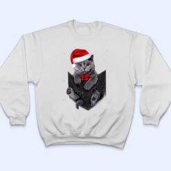 Winter Holiday British Cat Pocket Christmas Santa Hat T Shirt - Dream Art Europa