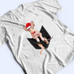 Winter Holiday Sphynx Cat Pocket with Christmas Santa Hat T Shirt - Dream Art Europa