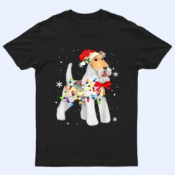 Wire Hair Fox Terrier Dog Christmas Light Xmas Mom Dad T Shirt