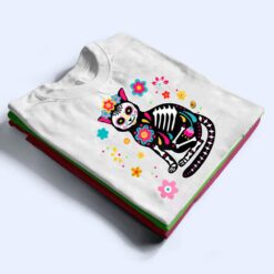 Womens Black Cat Sugar Skull Dia De Los Muertos Mexican Cinco Mayo T Shirt - Dream Art Europa