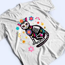 Womens Black Cat Sugar Skull Dia De Los Muertos Mexican Cinco Mayo T Shirt - Dream Art Europa