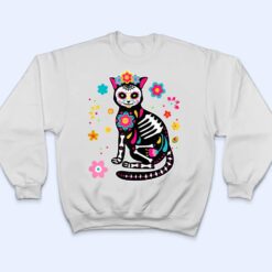 Womens Black Cat Sugar Skull Dia De Los Muertos Mexican Cinco Mayo T Shirt - Dream Art Europa