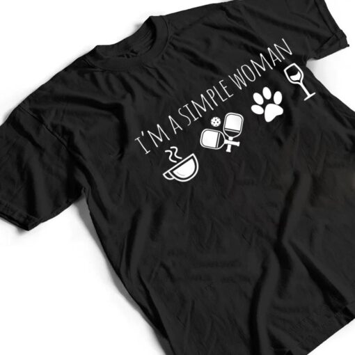 Womens Funny Coffee Pickleball Dog Wine Pickleball Player Paddle T Shirt