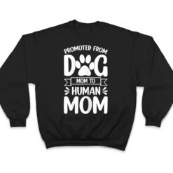 Womens Funny New Mom Baby Promoted from Dog Mom to Human Mom T Shirt - Dream Art Europa