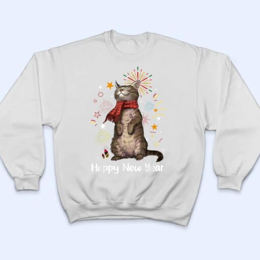 Womens Meowy New Year Cat Happy Kitten New Year Cute T Shirt