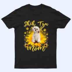 Womens Sunflower Shih Tzu Mom Dog Lover Mother's Day T Shirt