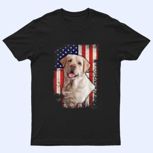 Yellow Labrador Labs Patriotic American Flag Dog 4th of July T Shirt