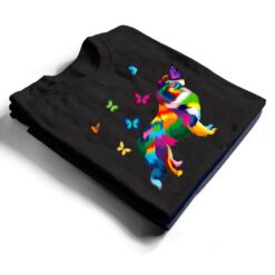 colored Sheltie colorful Shetland Sheepdog butterflies T Shirt - Dream Art Europa