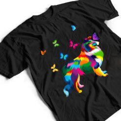 colored Sheltie colorful Shetland Sheepdog butterflies T Shirt - Dream Art Europa