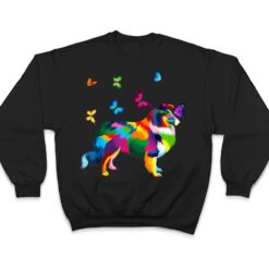 colored Sheltie colorful Shetland Sheepdog butterflies T Shirt - Dream Art Europa