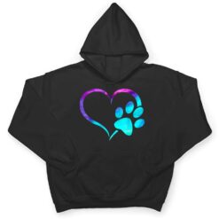 purple Cyan turquoise Dog Paw Print heart For Dogs Lover T Shirt - Dream Art Europa