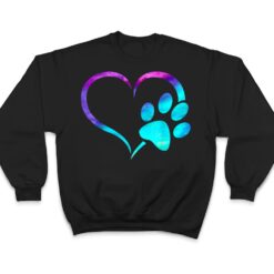 purple Cyan turquoise Dog Paw Print heart For Dogs Lover T Shirt - Dream Art Europa