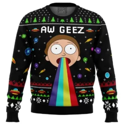 Aw Geez Rick and Morty Ugly Christmas Sweater