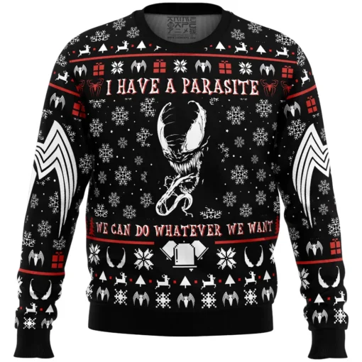 I Have a Parasite We Are Venom Venom Ugly Christmas Sweater