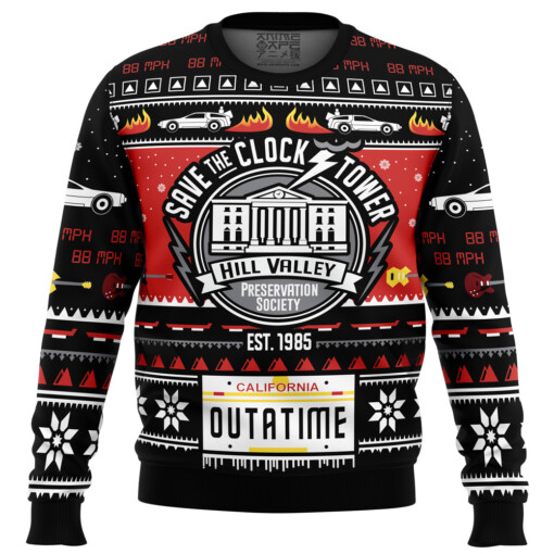 Save The Clock Tower Back To The Future Ugly Christmas Sweater