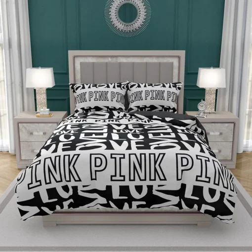 Victorias Secret Pink Valentine Day Pattern Bedding Set