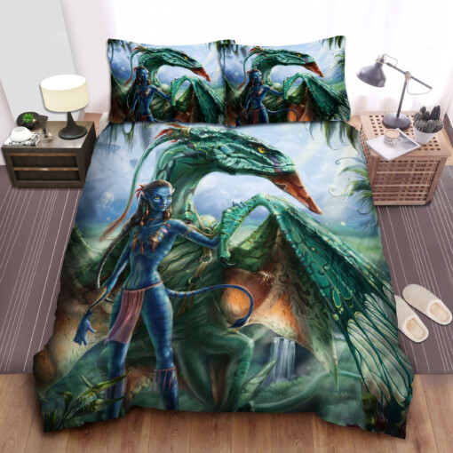 Avatar Neytiri And A Great Leonopteryx Artwork Bed Sheets Spread  Duvet Cover Bedding Sets