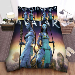 Avatar Neytiri And Jake Sully Digital Portrait Bed Sheets Spread Comforter Duvet Cover Bedding Sets