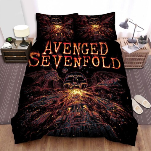 Avenged Sevenfold Fire Skull Art Bedding Set  Duvet Cover Gift For Christmas  Birthday  Thanksgiving