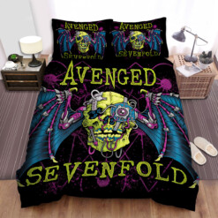 Avenged Sevenfold Skull With Robotic Wings Art Bed Sheets Spread  Duvet Cover Bedding Sets