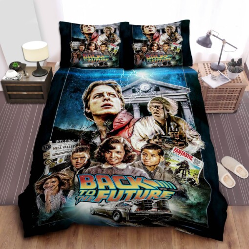 Back To The Future All Characters In Film Poster Bed Sheets Spread  Duvet Cover Bedding Sets