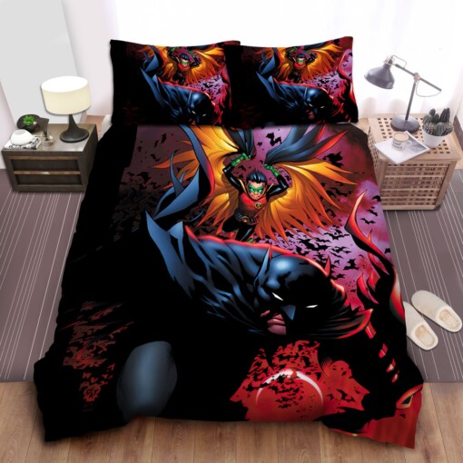 Batman And Robin In Comic Art Bed Sheets Spread  Duvet Cover Bedding Sets