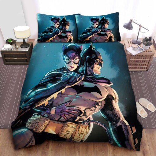 Batman And The Catwomen In Comic Art Bed Sheets Spread  Duvet Cover Bedding Sets