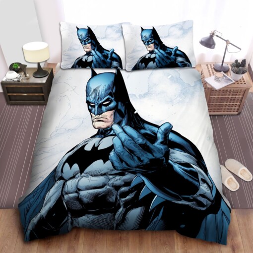 Batman In Blue & Grey Suit Illustration Bed Sheets Spread  Duvet Cover Bedding Sets