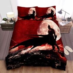 Batman In The Red Sky Background Artwork Bed Sheets Spread  Duvet Cover Bedding Sets