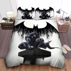 Batman Perched On A Pillar Statue Digital Art Bed Sheets Spread  Duvet Cover Bedding Sets