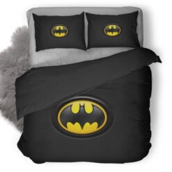 Batman Returns Iconic Black And Yellow Logo Bedding Set (Duvet Cover & Pillow Cases)