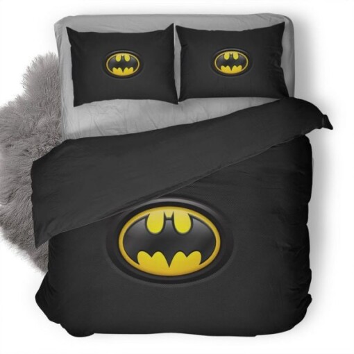 Batman Returns Iconic Black And Yellow Logo Bedding Set (Duvet Cover & Pillow Cases)