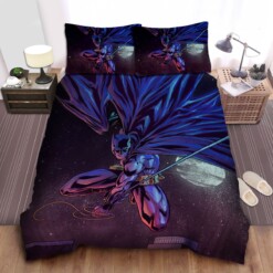 Batman Swinging In The Night Sky Bed Sheets Spread  Duvet Cover Bedding Sets