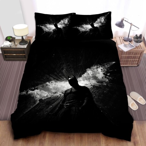 Batman The Dark Knight Rises Black & White Poster Bed Sheets Spread  Duvet Cover Bedding Sets