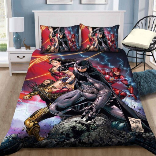 Batman  The Flash  Wonder Woman Bedding Set Sleepy (Duvet Cover & Pillow Cases)