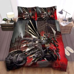 Batman With Batcycle Equipped With Guns Bedding Sets  Duvet Cover Flatsheet Gift For Wife  Husband  Besties