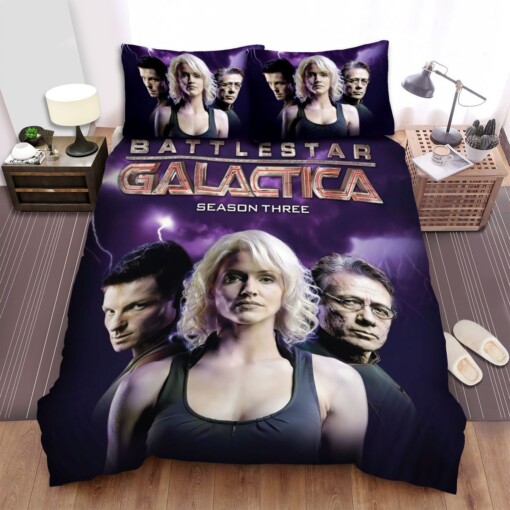 Battlestar Galactica (2004-2009) Season Three Movie Poster Bedding Sets ? Duvet Cover  Flatsheet  Pillowcases Perfect Gift For Fans